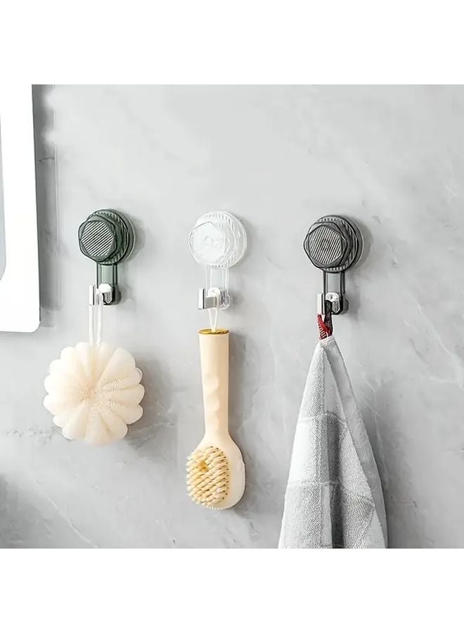 Transparent Green No Drill Adhesive Suction Cup Hook Heavy Duty Towel Clothes Hanger - Image 1
